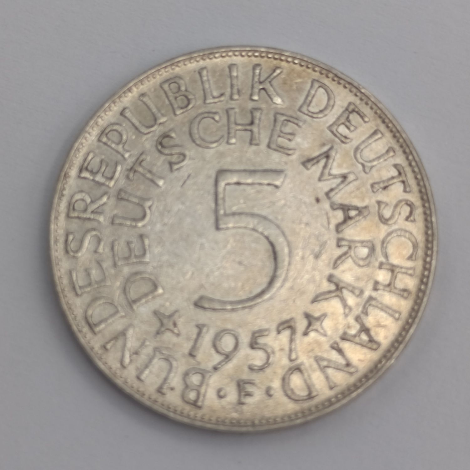 1957 F Germany 5 mark XF