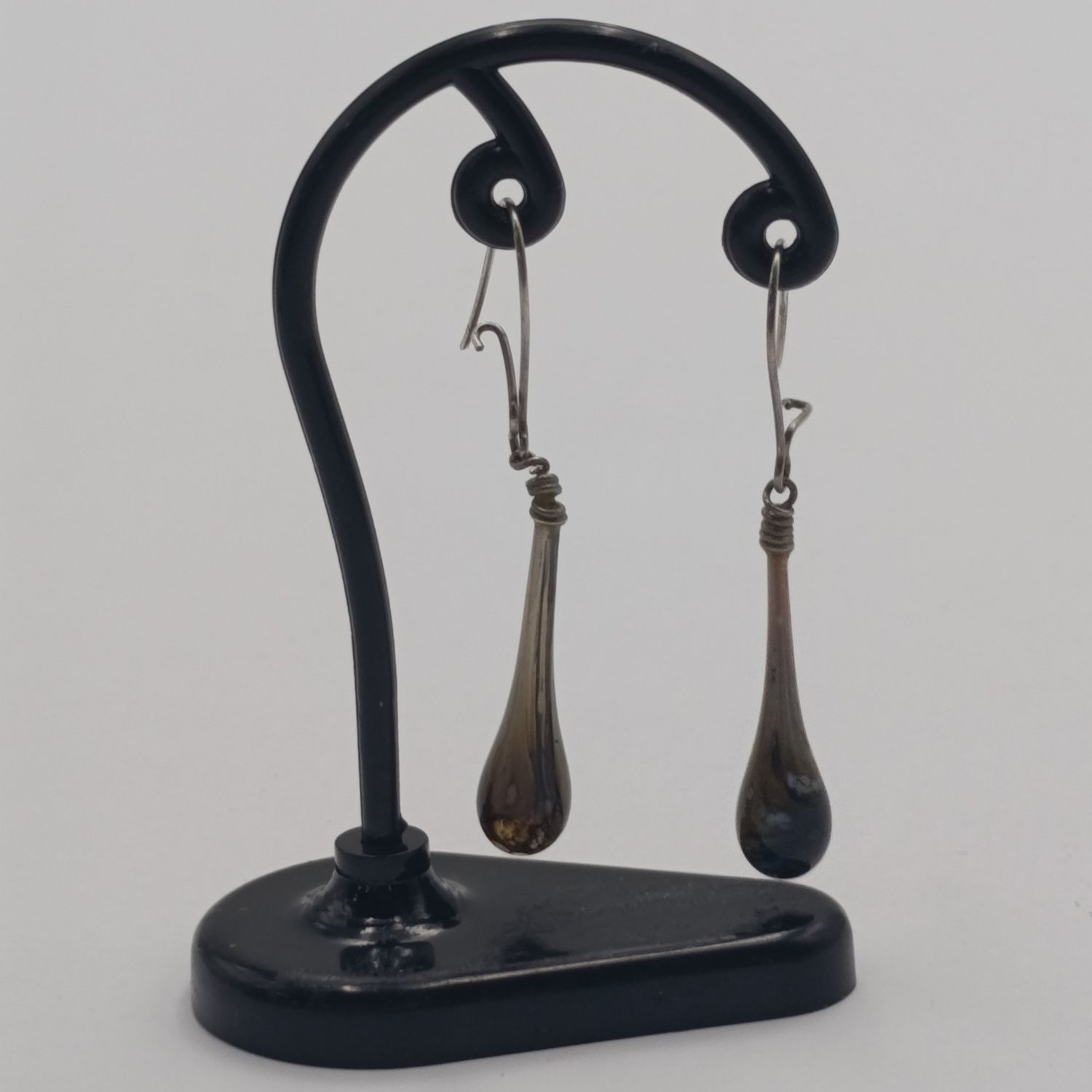 Pair of sterling silver art glass earings