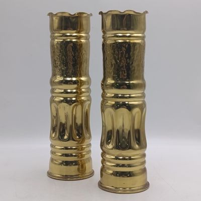 Pair of brass flower vases made of 1916 brass 13 pounder casings