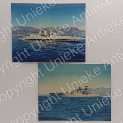 Photo of HMS Bacchante near Cape Town plus one of the SAS President Steyn at the same location