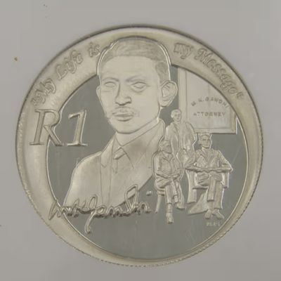 2008 RSA Mahatma Gandhi Proof silver R1 graded PF70 Ultra Cameo by NGC