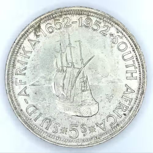 1952 SA Union Silver 5 shilling - Cracked die - Extra mast - Excellent one
