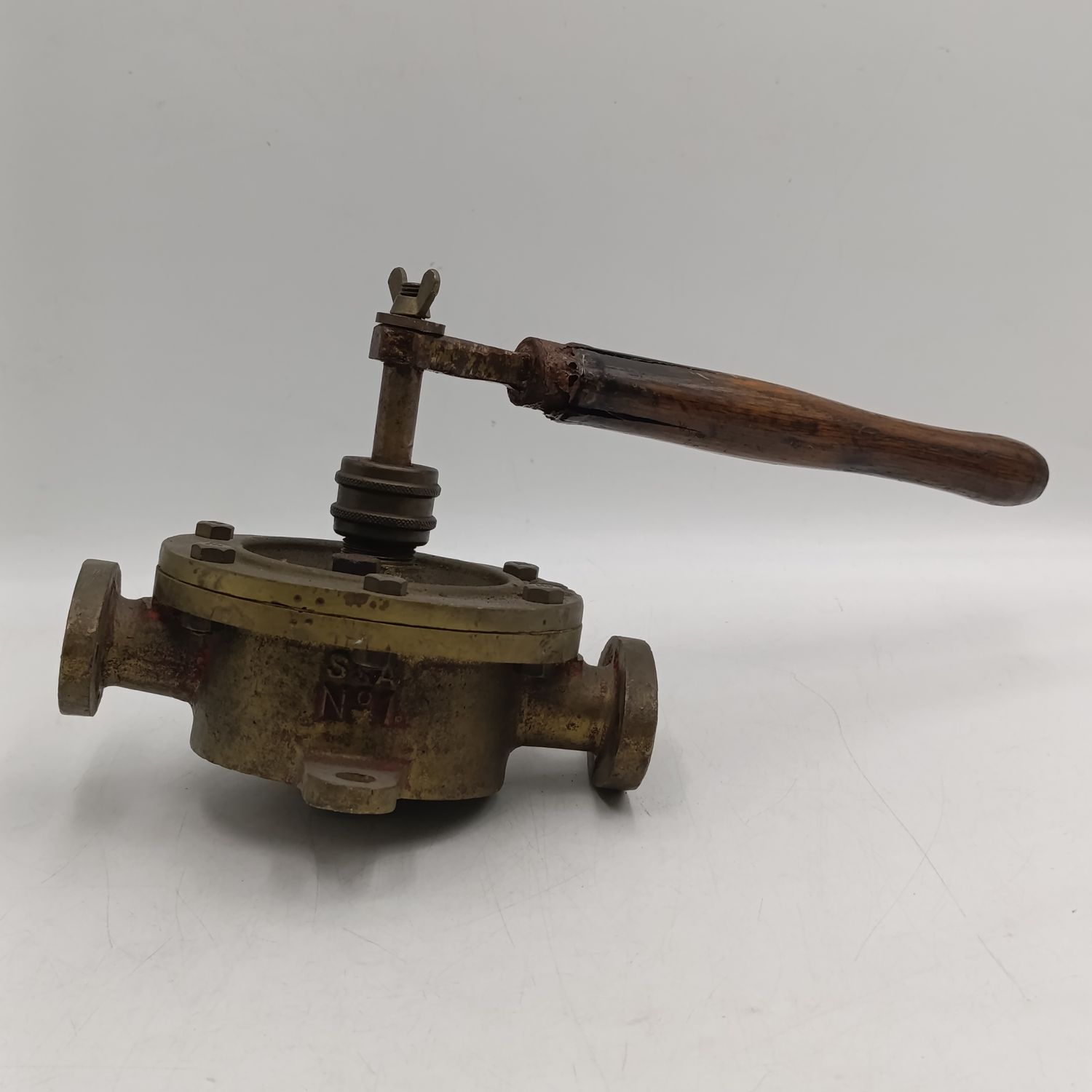 Antique SsA No.1 brass hand valve for industrail pump - posibly marine