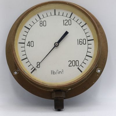 Vintage brass pressure gauge - possibly for a steam train