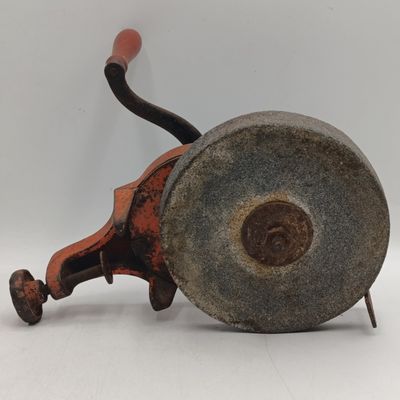 Vintage hand crank bench grinder