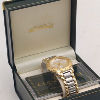 Vintage SA Mint Coin World Coin watch mens wrist watch in box