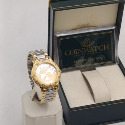 Vintage SA Mint Coin World Coin watch mens wrist watch in box