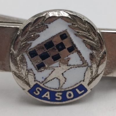 Pair of Sasol Tie pin badges - one for good housekeeping