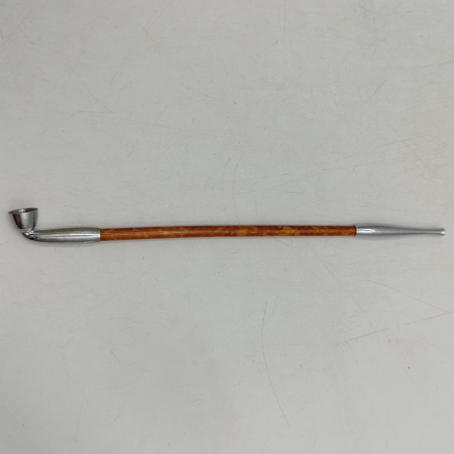 Vintage Hong Kong bamboo and metal opium smoking pipe