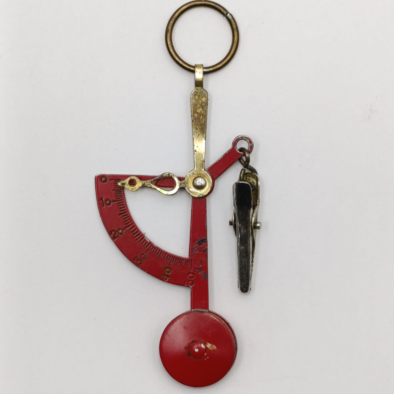 Vintage pocket hanging postal scale in pouch