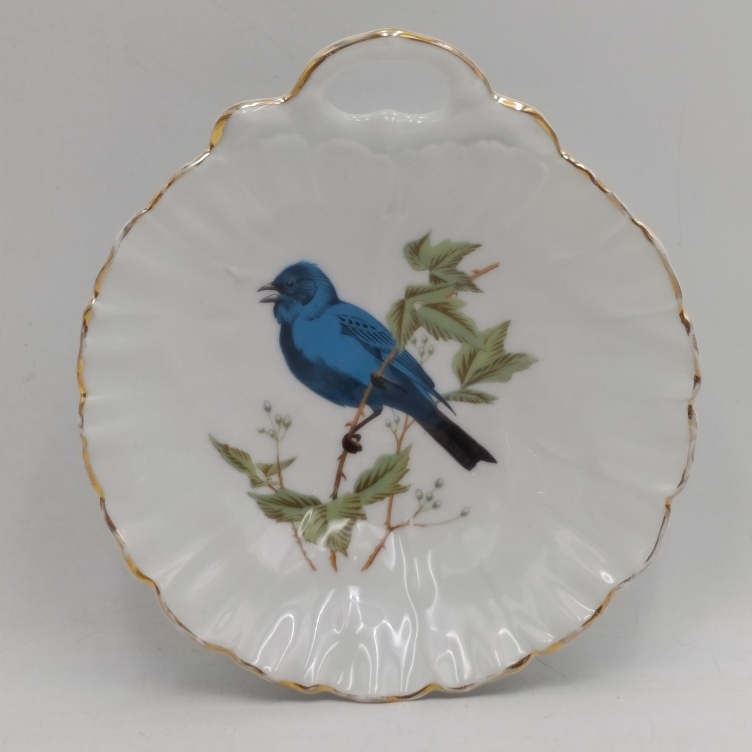 Vintage Limoges bowl with blue finch