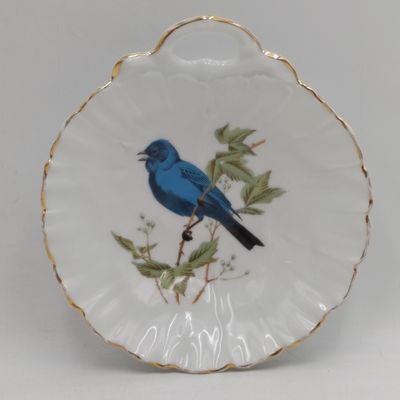 Vintage Limoges bowl with blue finch