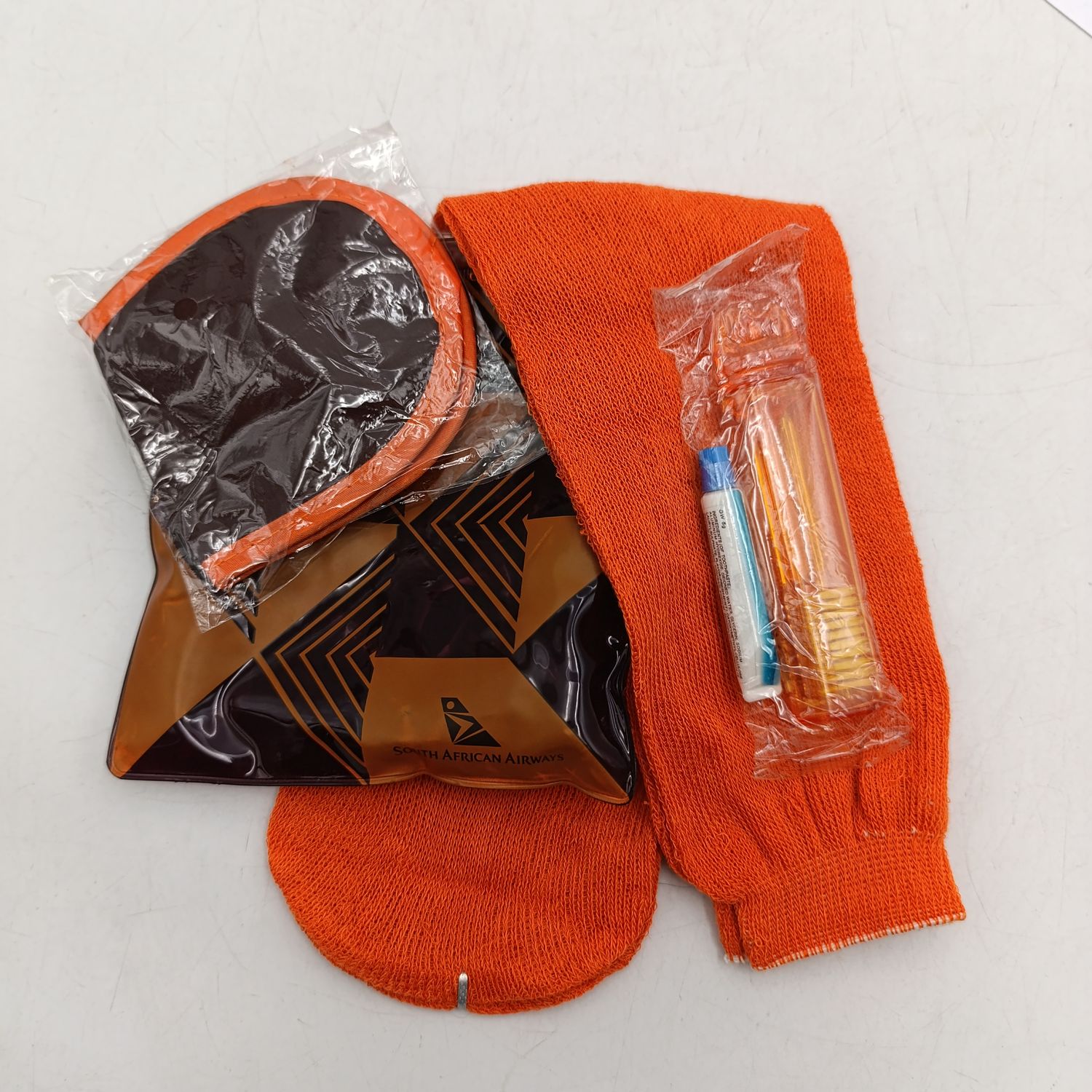 South African Airways overnight pack with socks and tooth brush