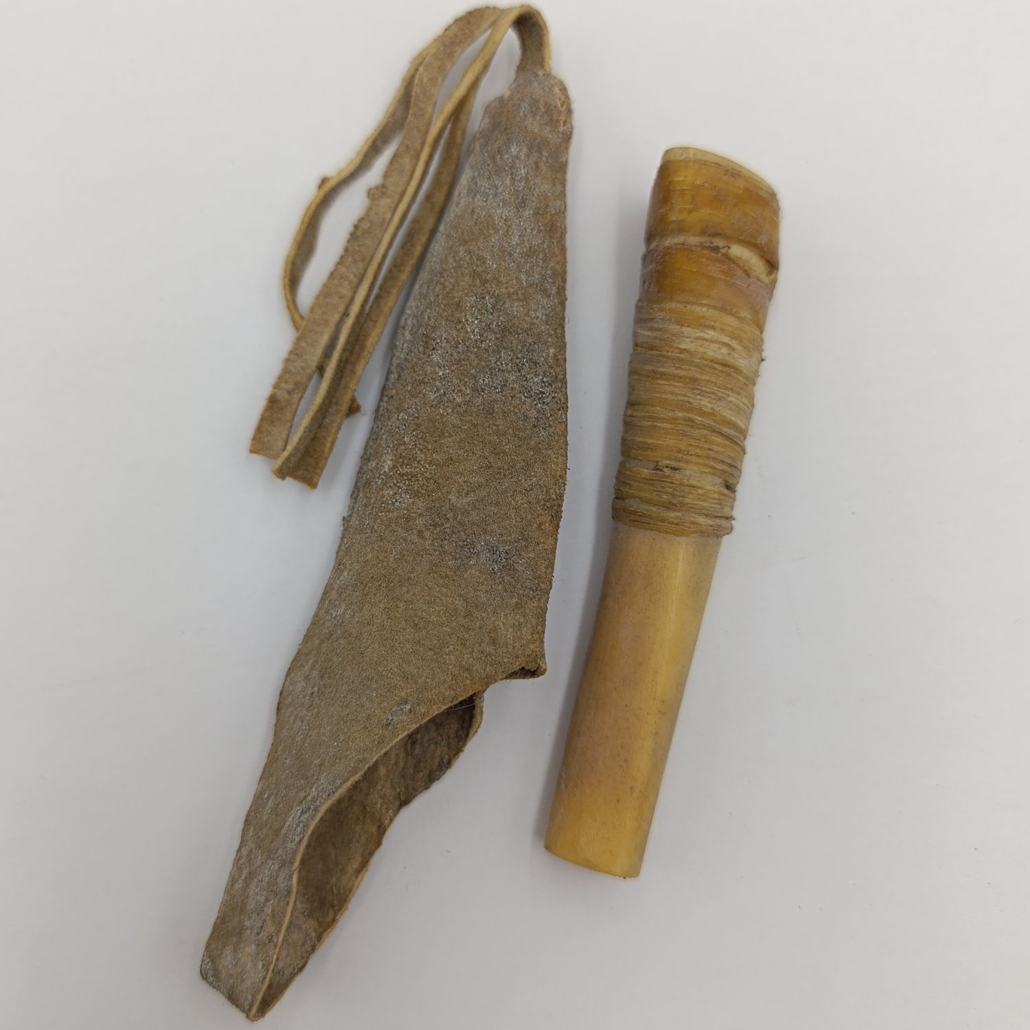 Vintage Botswanna Bushman Bone smoking pipe in pouch