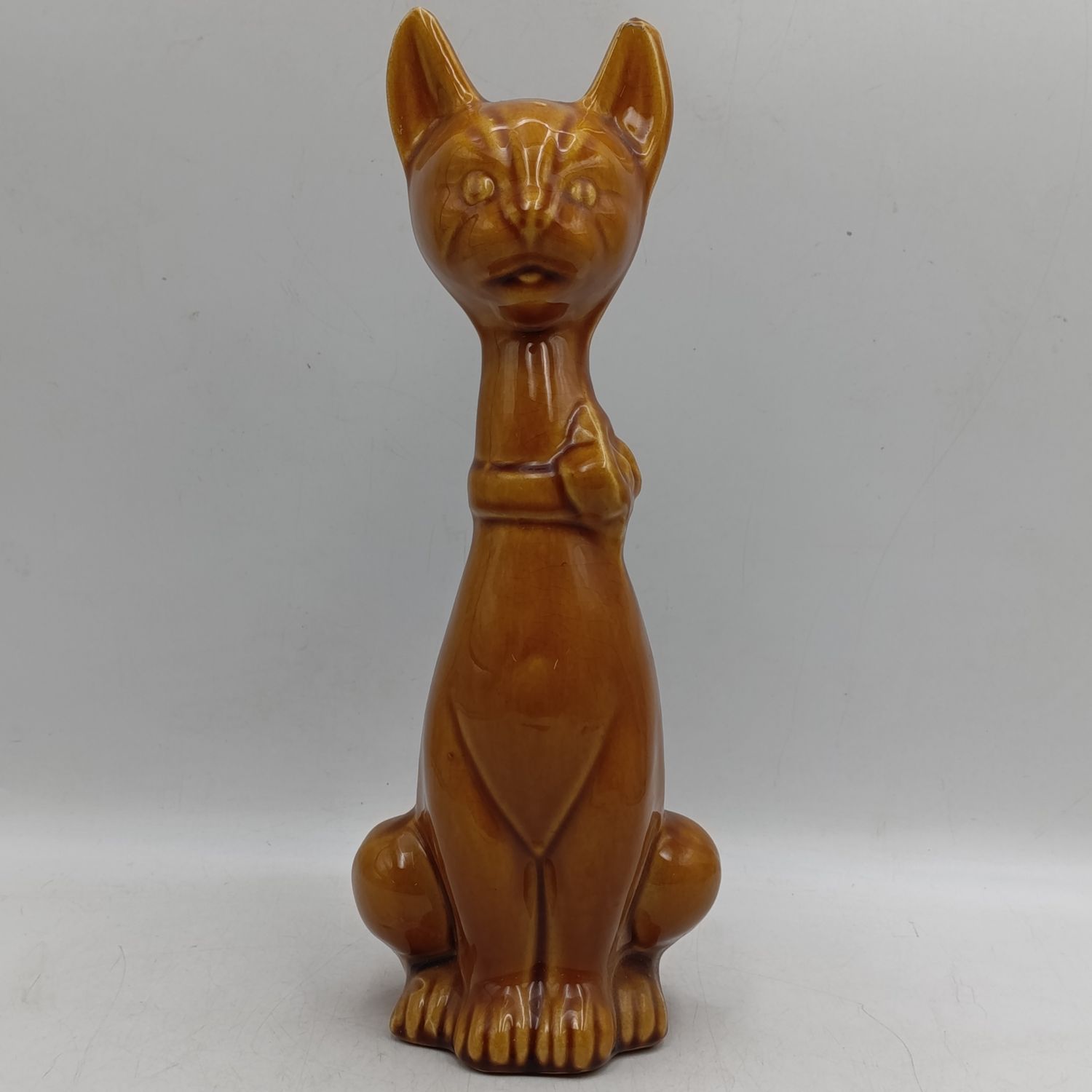 Vintage brown ceramic cat figurine - Height 34cm - Looks like Lucia-ware