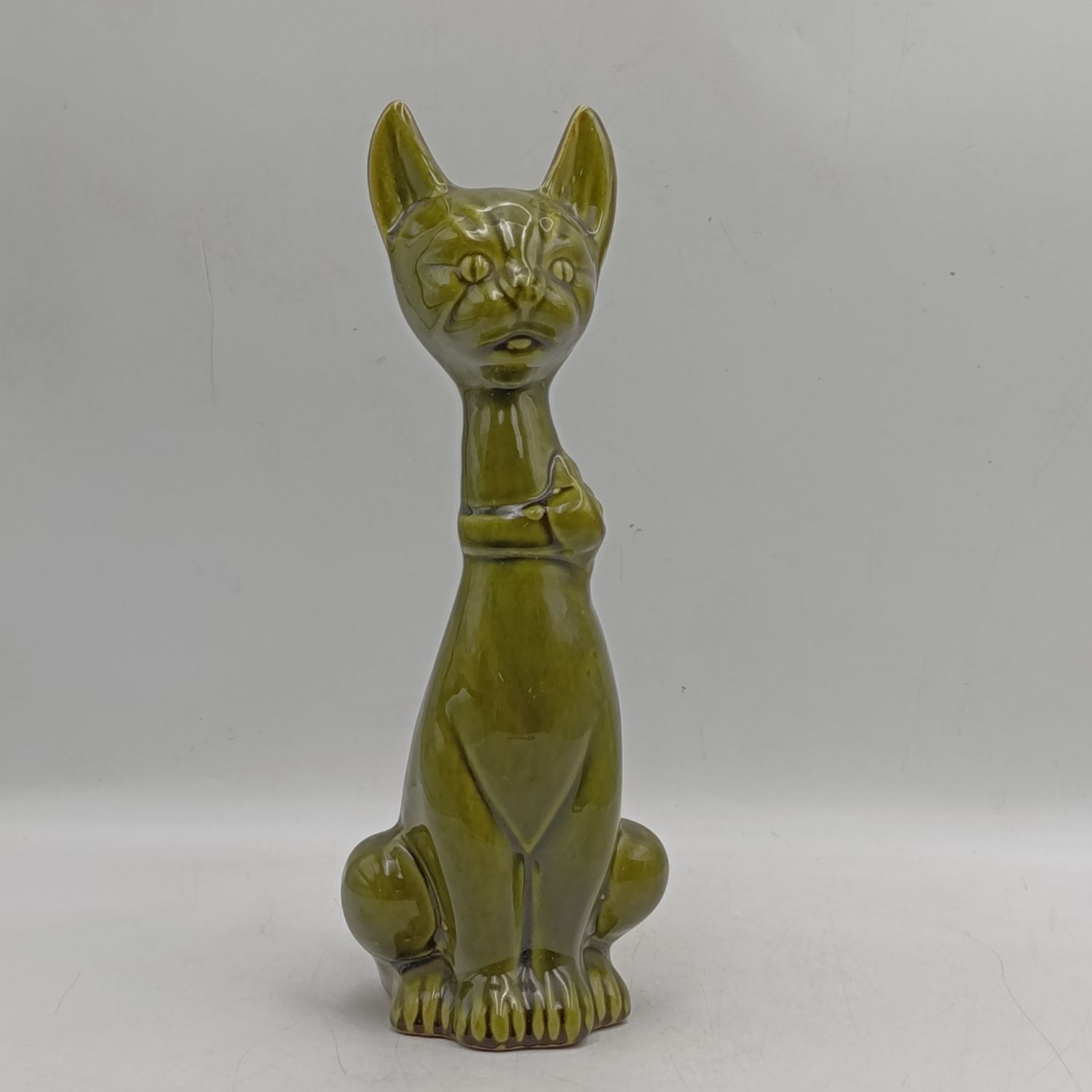 Vintage Green ceramic cat figurine - Height 34cm - Looks like Lucia-ware