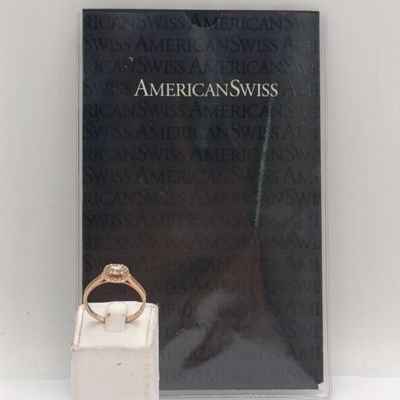 9kt Rose Gold Morganite and white sapphires ring - weighs 2.3g - size R