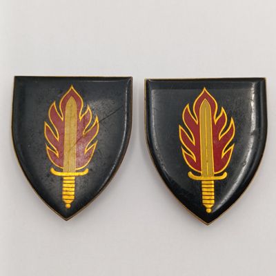 Pair of SADF Intelligence school Shoulder flashes