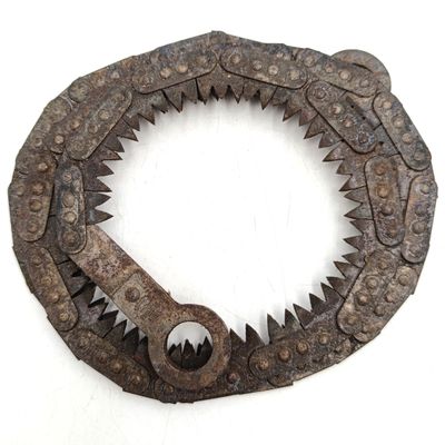 WW2 Military Disston folding chain saw blade in pouch - no handles