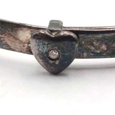 Sterling silver baby bangle with Diamond in box