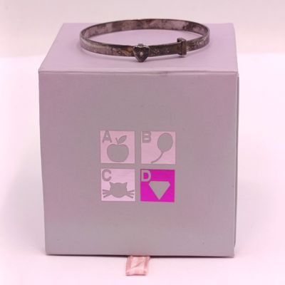 Sterling silver baby bangle with Diamond in box