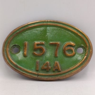 SA Railways Class 14A tender brass plate #1576 - repaired