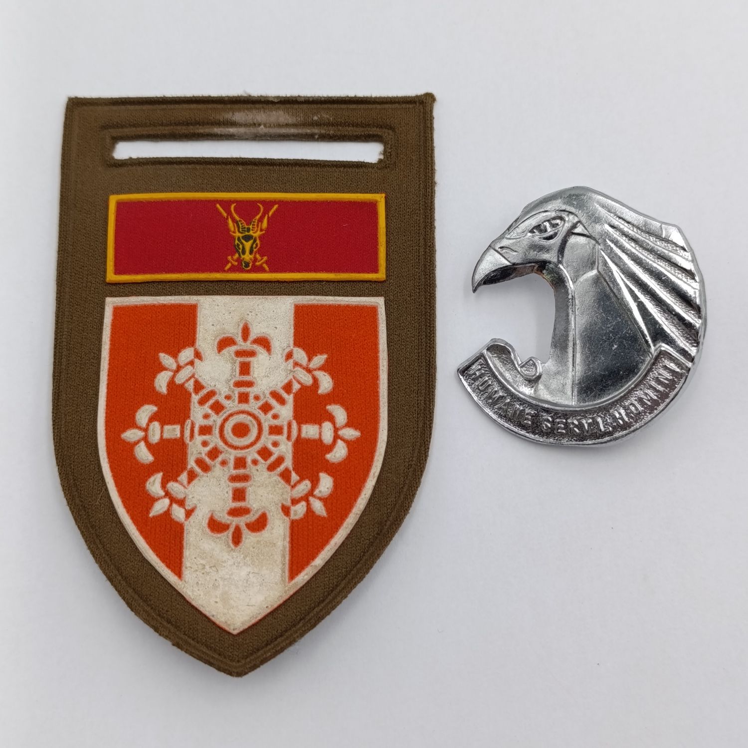 SADF Personnel corps tupperware flash with cap badge