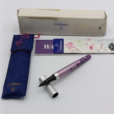 Waterman Audace Enchanted Garden purple/silver ballpoint pen with box and papers