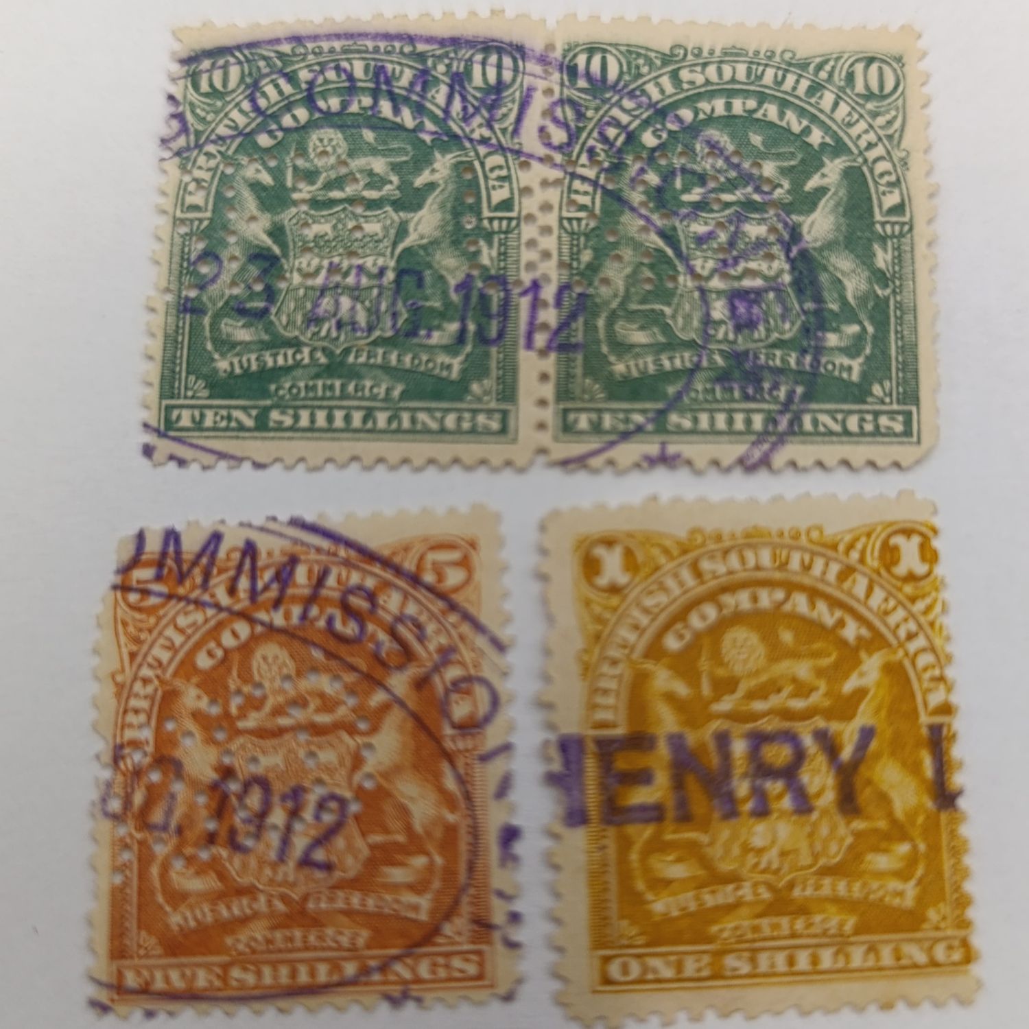 RSA Company - SACC 4,8,9 stamps -used fiscally but very scarce