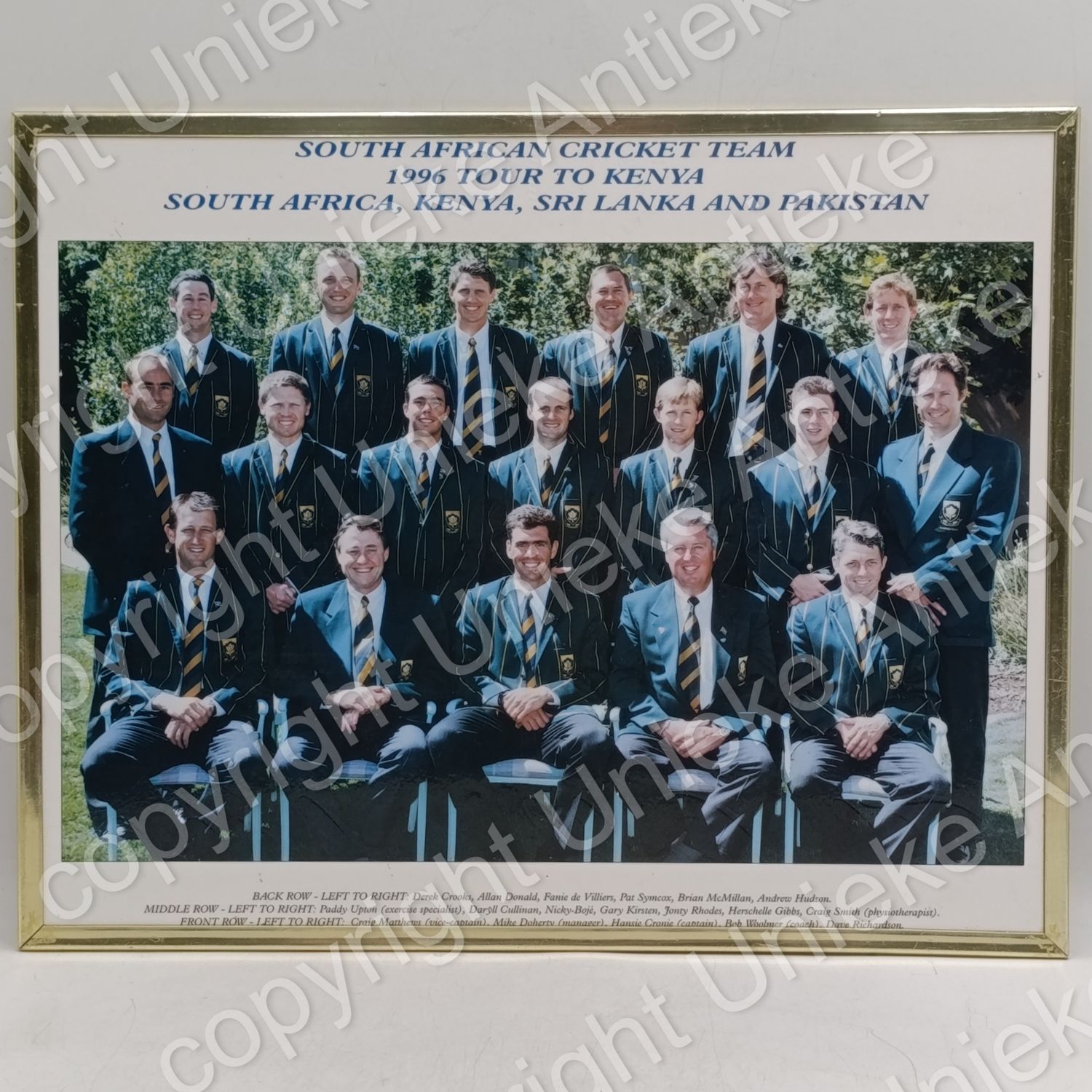 South African Cricket team photo - 1996 Tour to Kenya