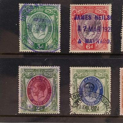 Lot 10 Union of South Africa early revenue stamps - used