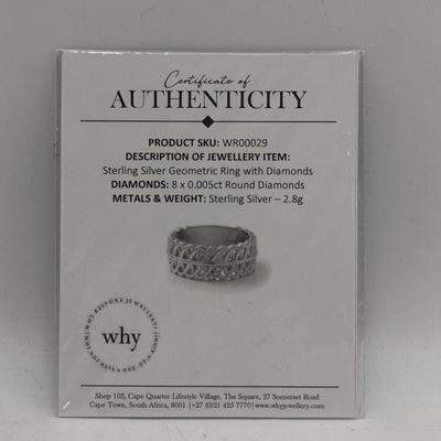 Sterling silver WHY ring with clear stones - weights 5,2g - size L1/2