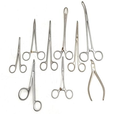 Lot of 9 Medical clamps and tools