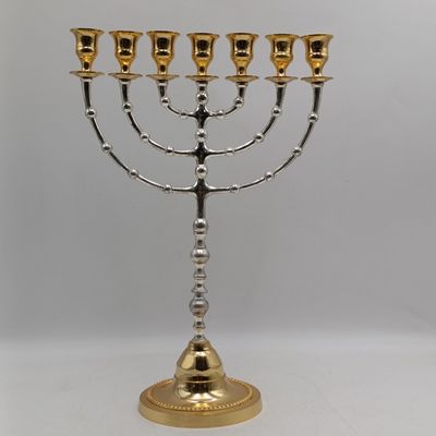 Beautiful sterling silver plated menorah 7-arm candlestick - Height 41cm