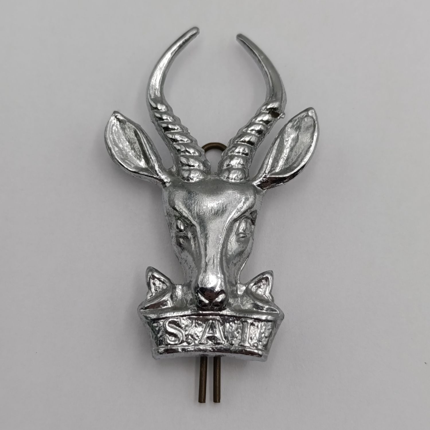 SA Infantry bokkop cap badge - chromed
