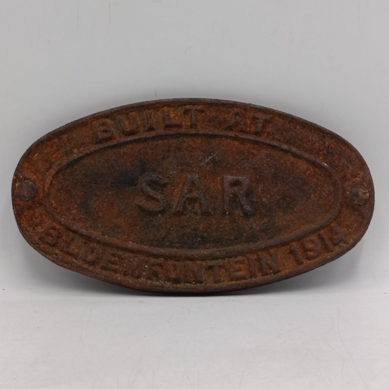 1914 SA Railways Bloemfontein coach builder plate - cast iron