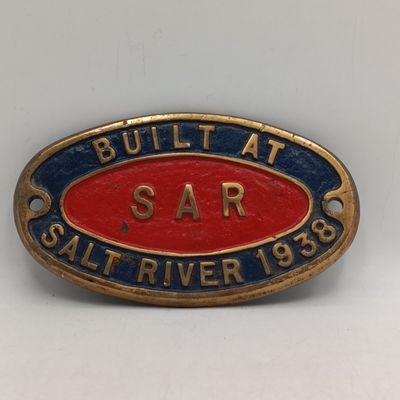 1938 SA Railways Salt River coach builder brass plate