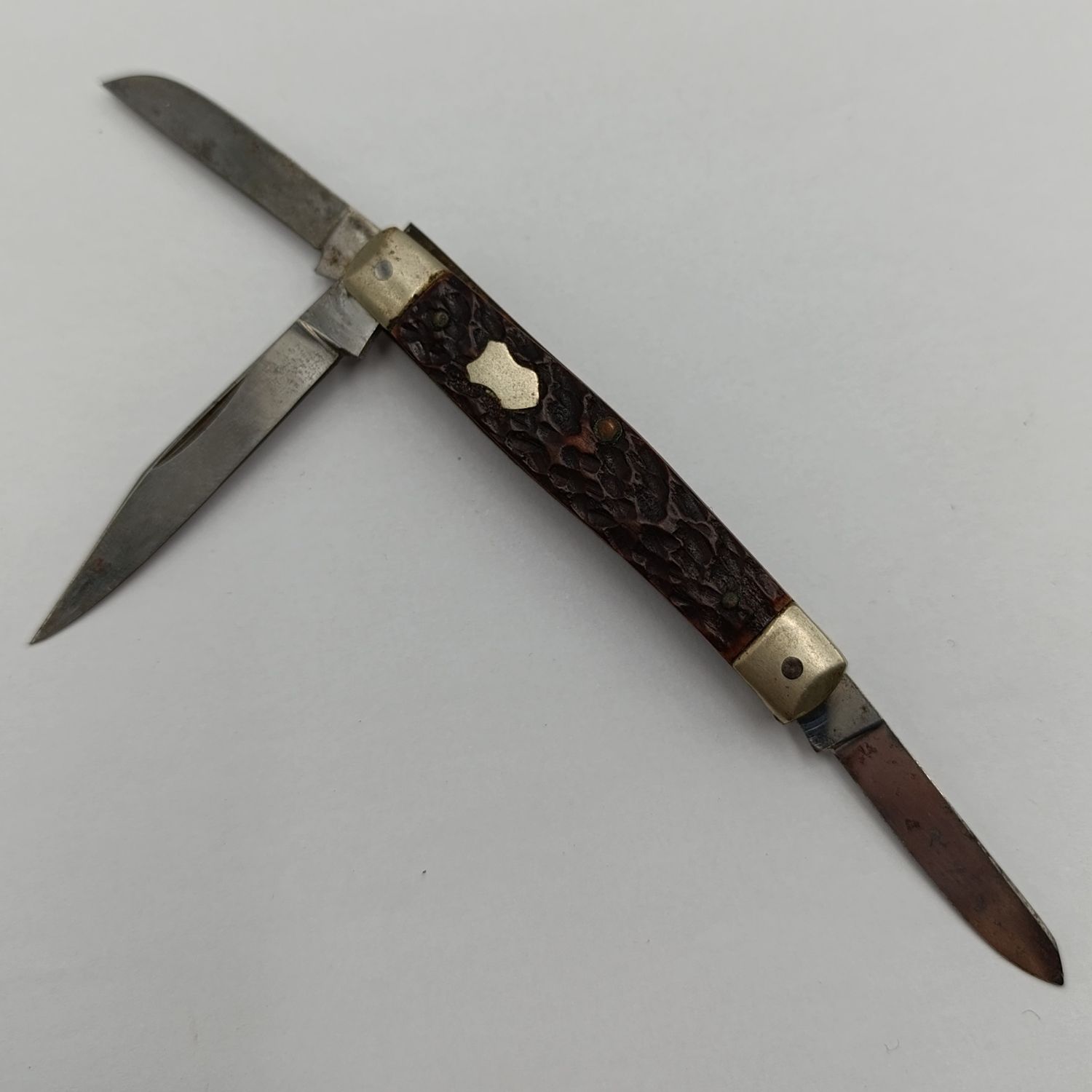 Vintage Solingen 3-blade pocket knife with stag horn handle