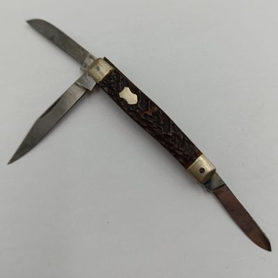 Vintage Solingen 3-blade pocket knife with stag horn handle