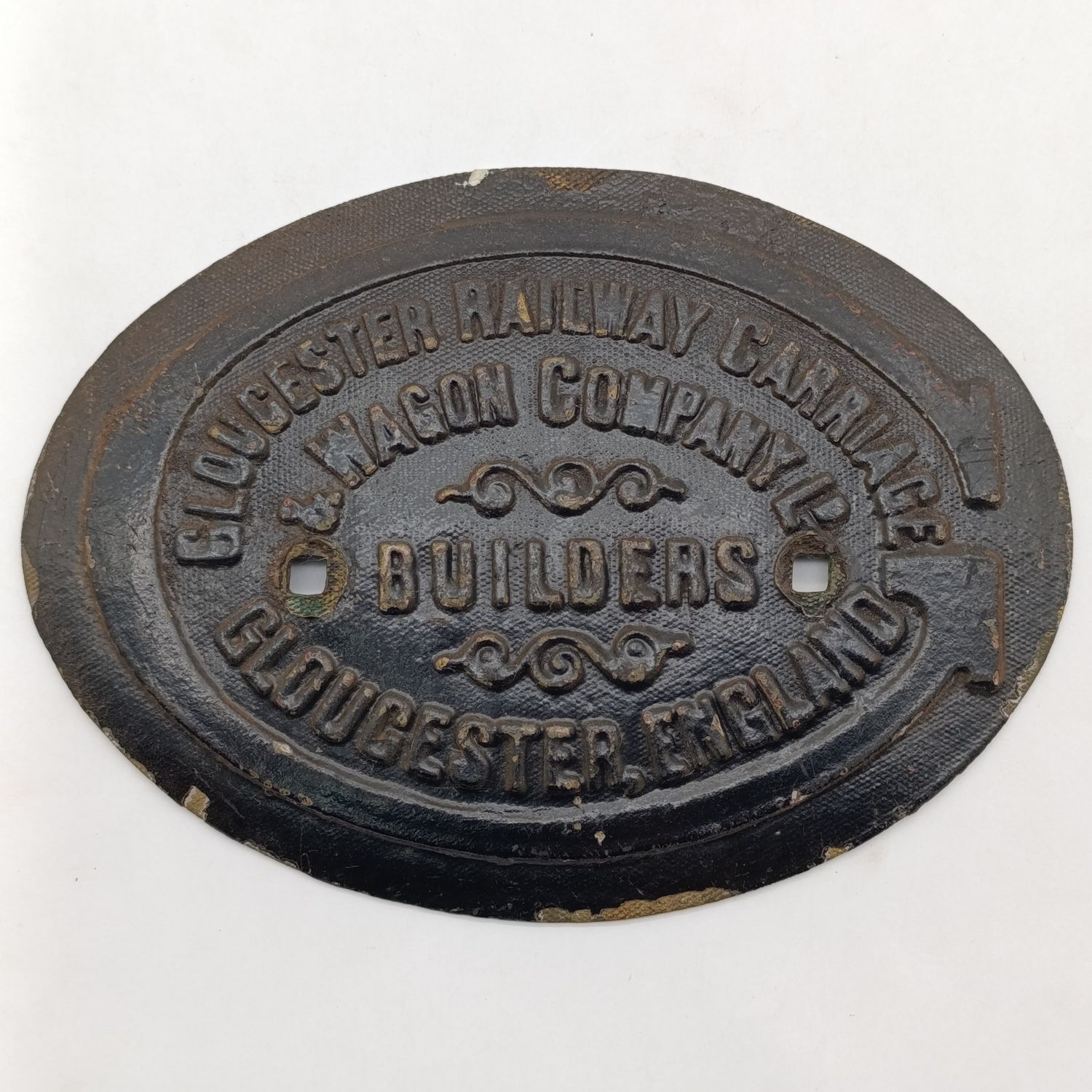 Antique Gloucester Railway Carriage and wagon company builder brass plate