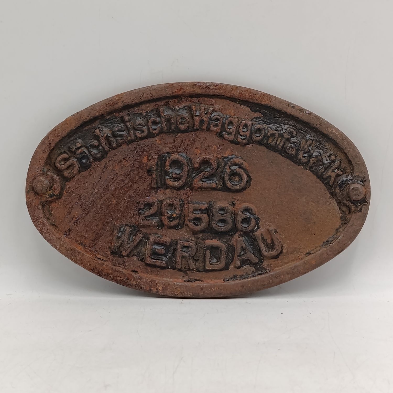 1926 German Sachsische Waggonfabrik Werdau #29586 coach builder cast iron plate