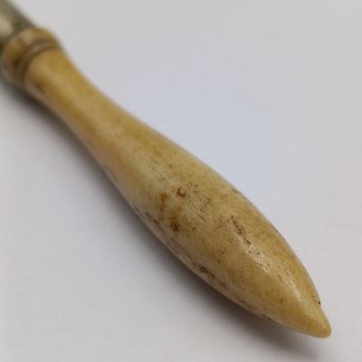 Antique croehet tool - Bone handle with compression fitting for needle mid 1800's