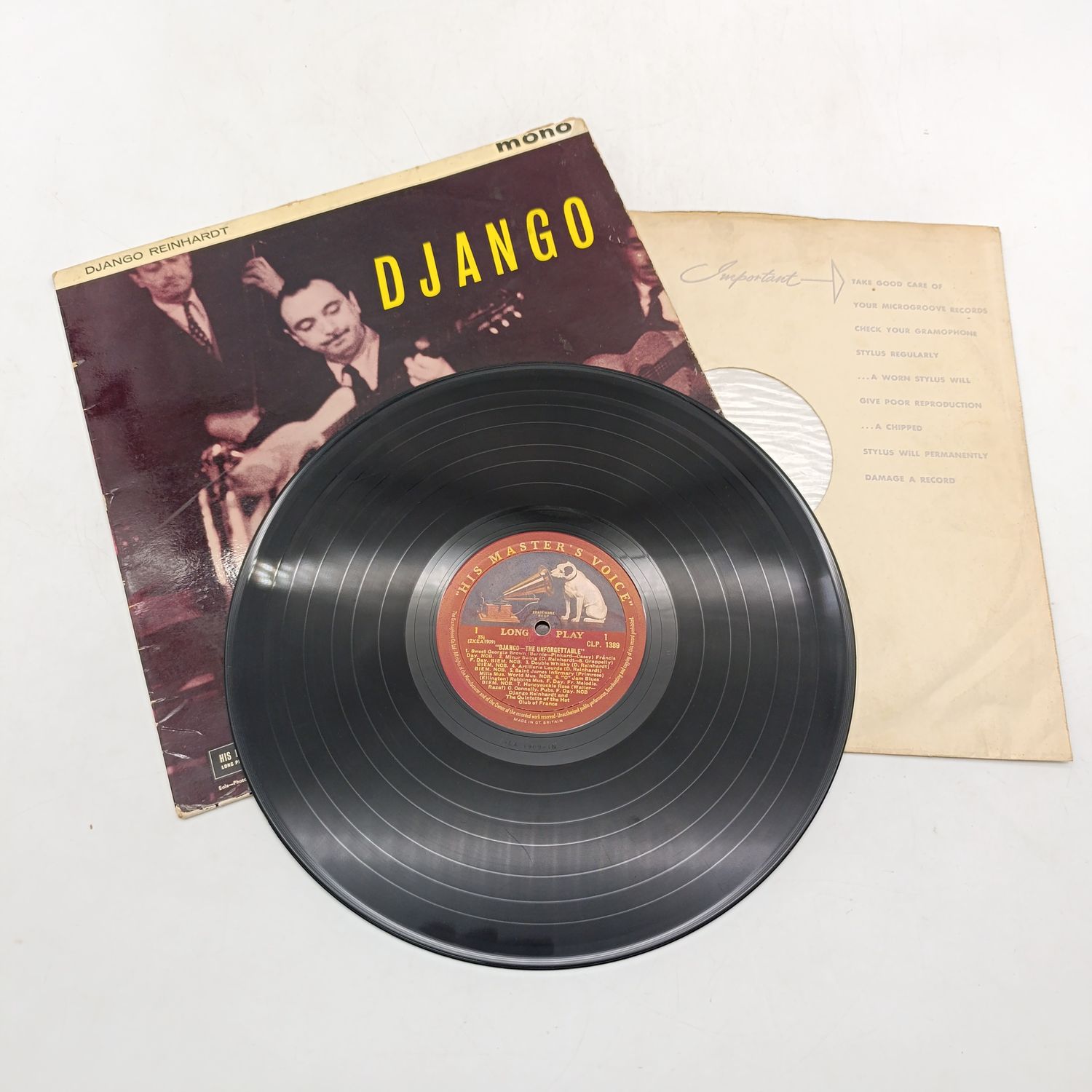Django Reinhardt - The unforgettable Lp vinyl record - His Masters voice - CLP1389