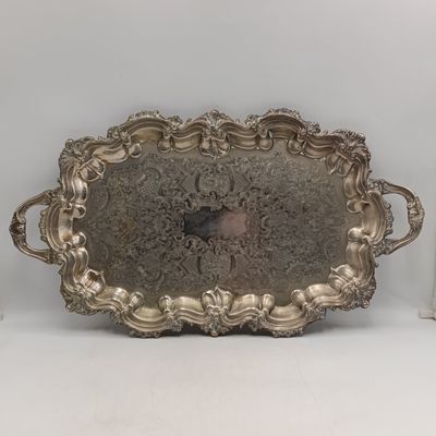 Large vintage silverplated serving tray