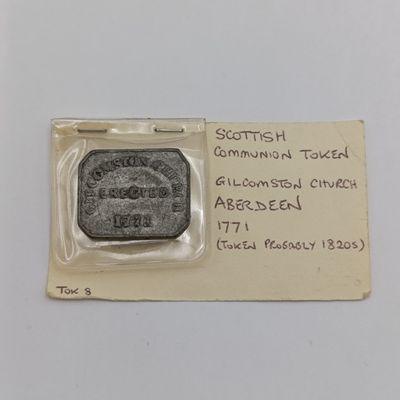 Antique Scottish communion token - Gilcomston Church ABERDEEN 1771 (token probably 1820's )