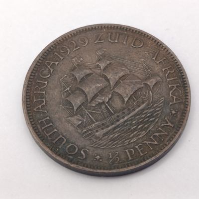 South Africa 1929 half penny XF+