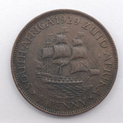 South Africa 1929 half penny XF+