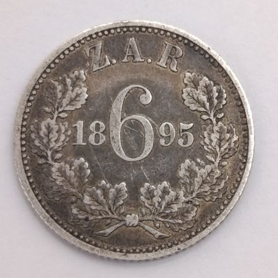 1895 ZAR 6 pence XF or better