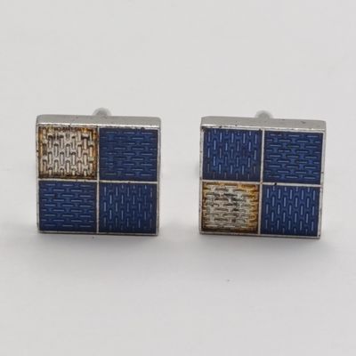 Pair of Louis Vuitton Damier 4 square sterling silver cufflinks