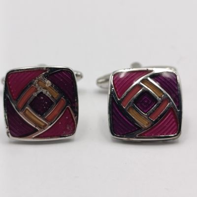 Pair of purple enameled cufflinks